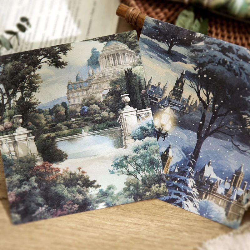 40 pcs Old Fantasia dreamland Landscape Decorative for DIY Diary Album Background Scrapbooking Material Junk Journal Supplies