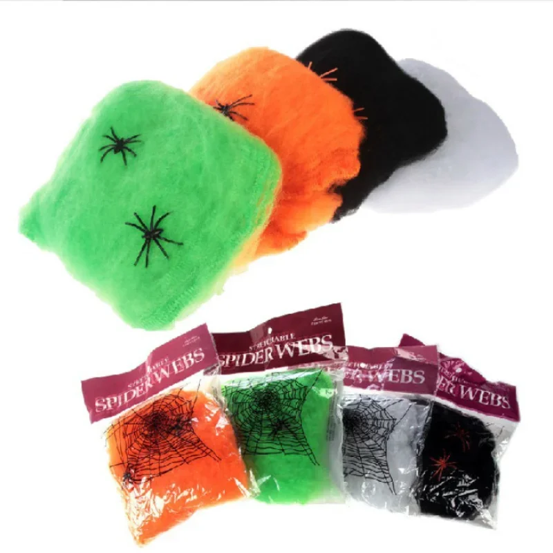 Halloween Ghost Festival Scene Props Silk Spider Web Cotton Belt Spider