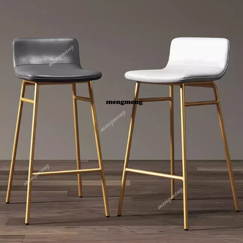 

K182Brown Back Bar Stool Black Gold Metal Nordic Modern Design Bar Stools Kitchen White Unique Taburetes Para Barra Furniture Lu