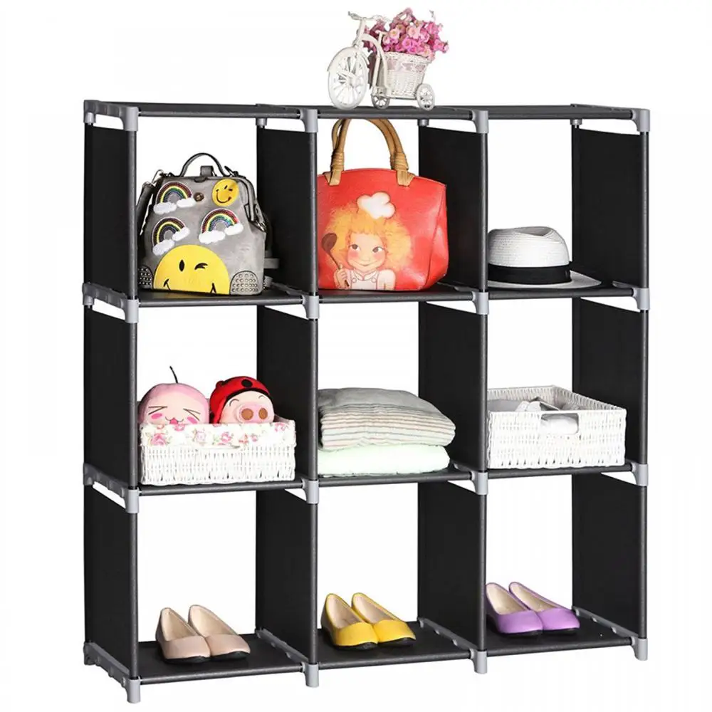 

Multifunction 3Tier 9-Compartment Storage Shelf Simple Bookshelf Storage Rack Modern Display Stand Book Organizer DIY Assembled