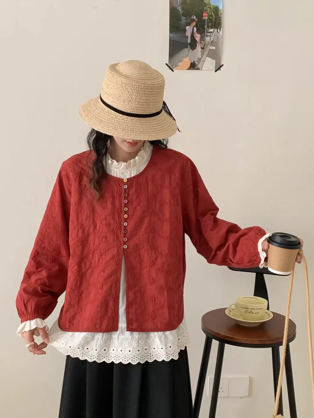 

Весна 2026, повседневная женская одежда из двух предметов с вышивкой из чистого хлопка, дышащая и удобная