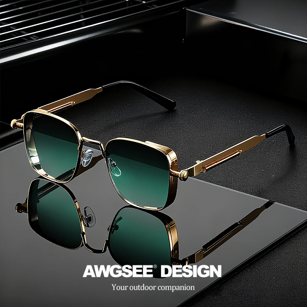 Vintage Square Sunglasses Metal Frame, Unisex Retro Grunge Glasses for Daily Fashion & Carnival Parties
