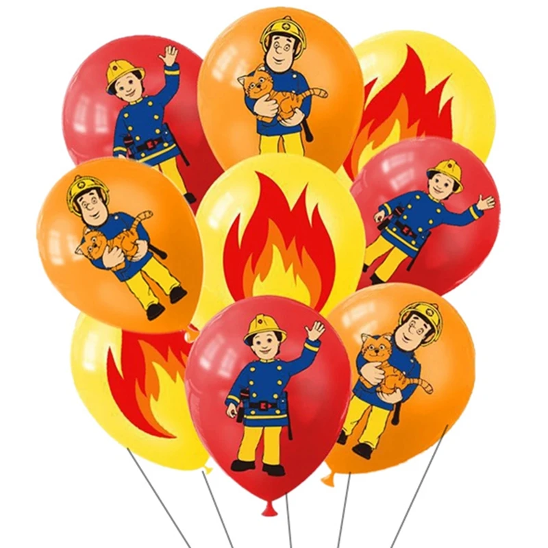 10/50 Stück Feuerwehrmann Sam Latex Ballons Kinder Jungen Feuerwehrmann Geburtstag Party Supplies Feuerwehrauto Thema Babyparty Dekor – Detail 1