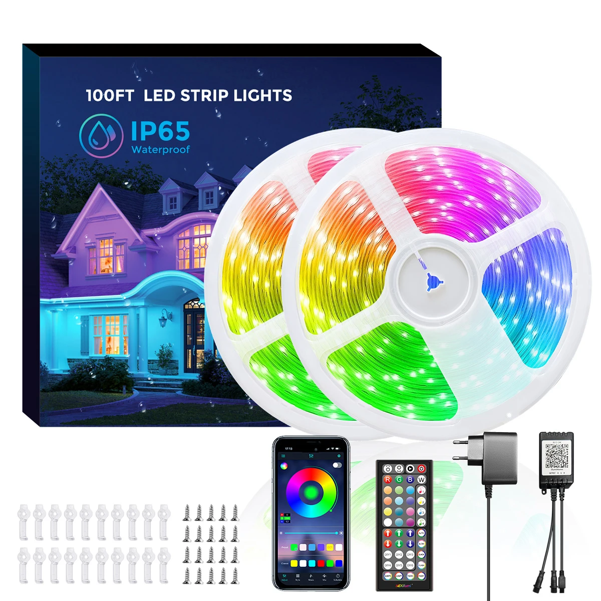 

30m/20m 5050 RGB LED strip IP65 Waterproof, SIlicone Led Strip APP+ 44-KEY Remote, Muisc sync , Color change for Pool, Balcony
