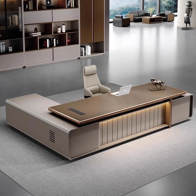 Boss grade plate aluminum alloy hemming desk leadership office furniture president manager table and chair combination