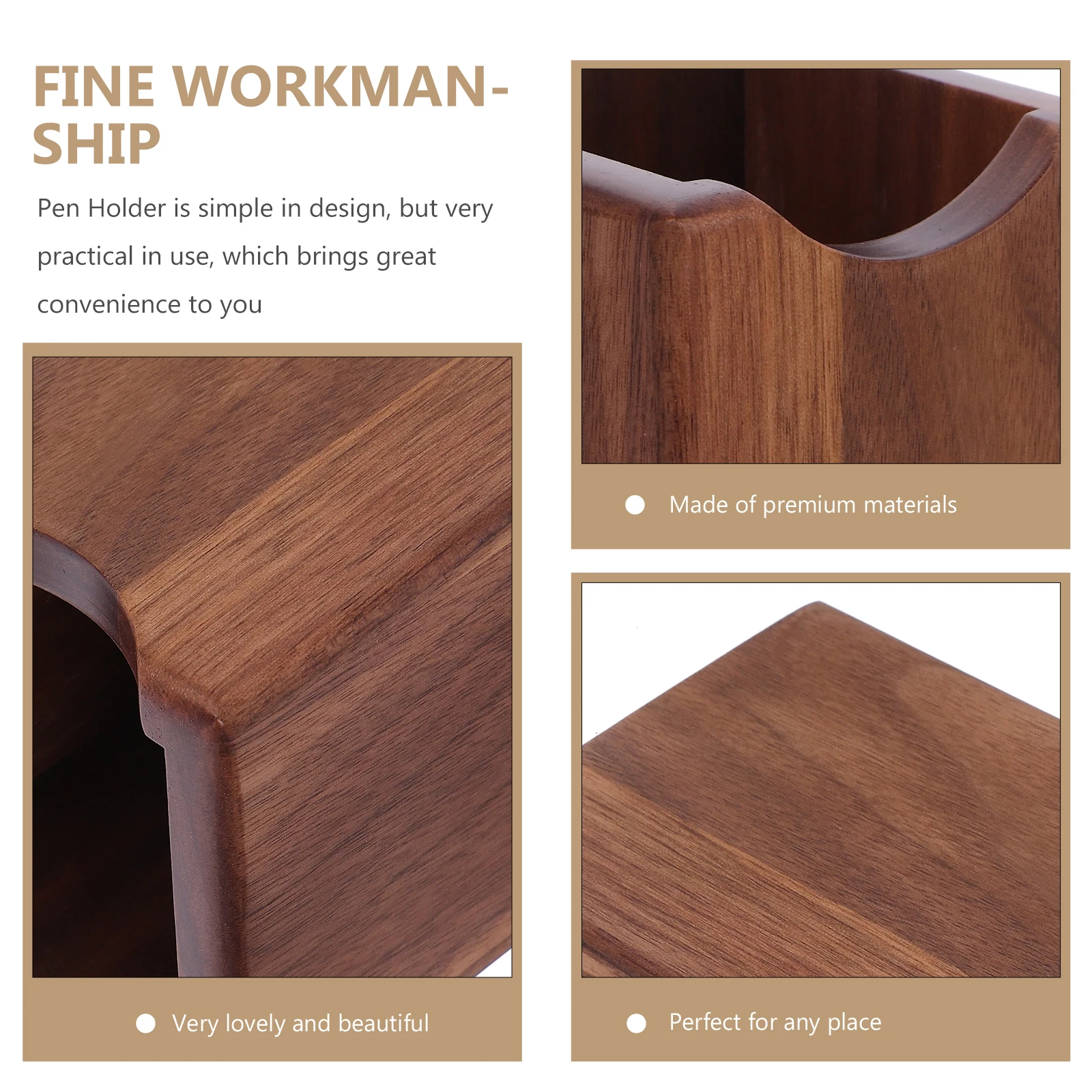 

Wooden Pen Holder Penholders for Desk Decorate Versatile Pencil Case Walnut Cup