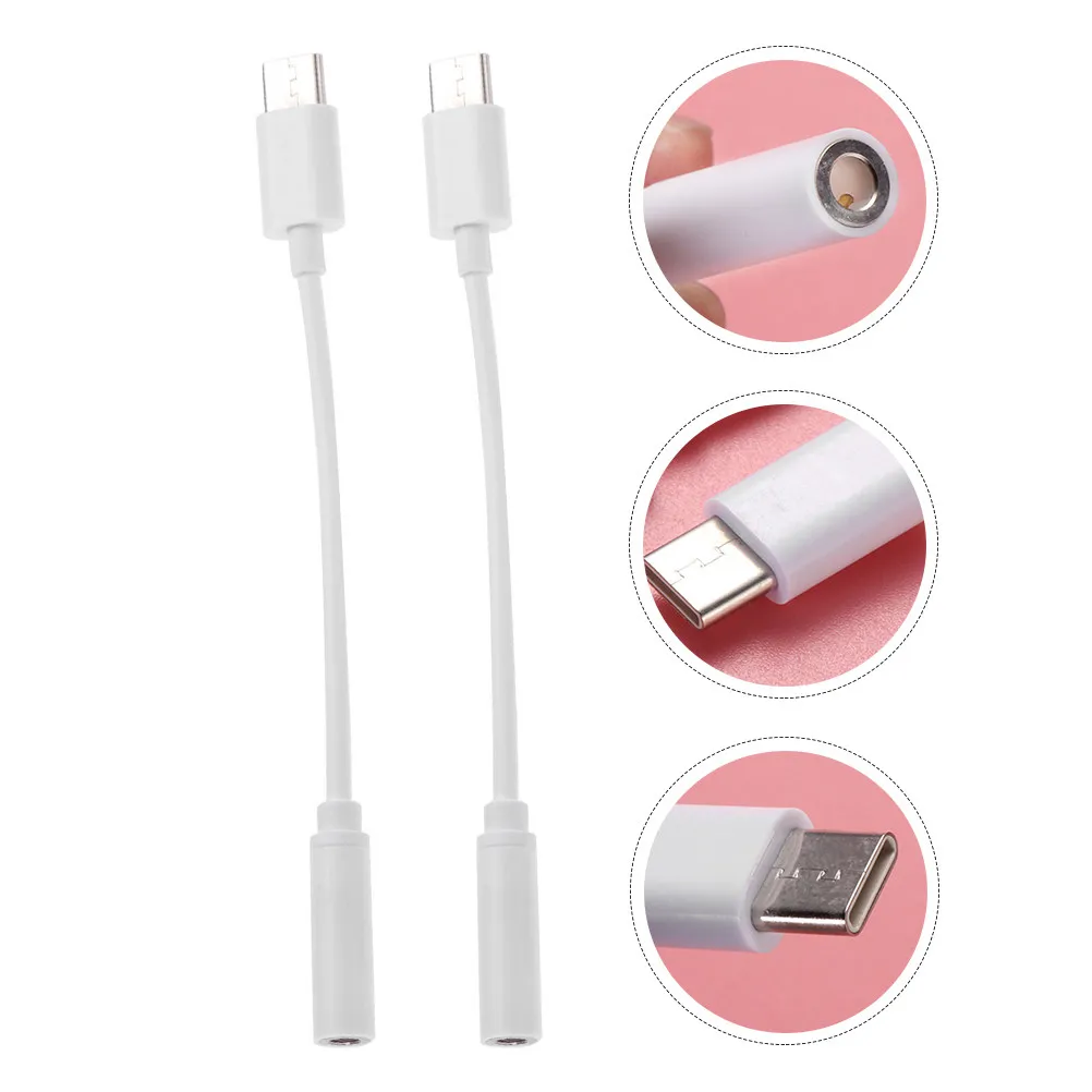 2Pcs Type-C to 3.5mm Audio Adapter Compact Portable Reliable Sound Quality USB C to 3.5mm Female Headphone Cable for