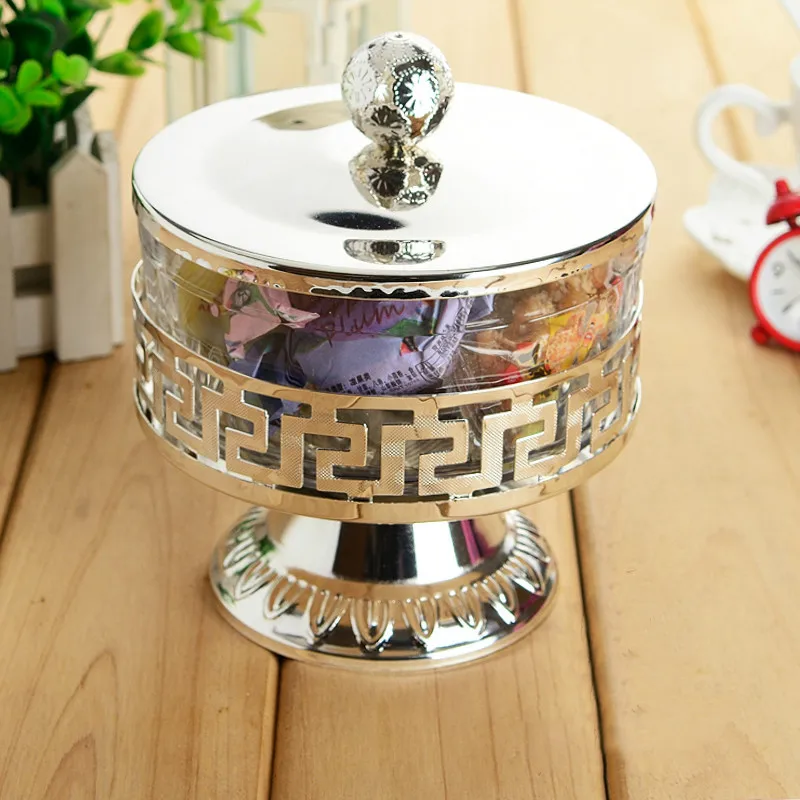 Kitchen Tea Caddy Chocolate Organizer Tray Wedding Home Banquet Decor Royal Candy Jar with Lid Metal Acrylic Storage Box