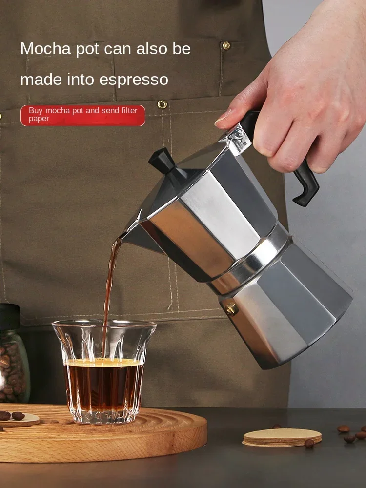 220V Electric Espresso Moka Pot for Home, Handmade Coffee Maker with Italian Style Extraction