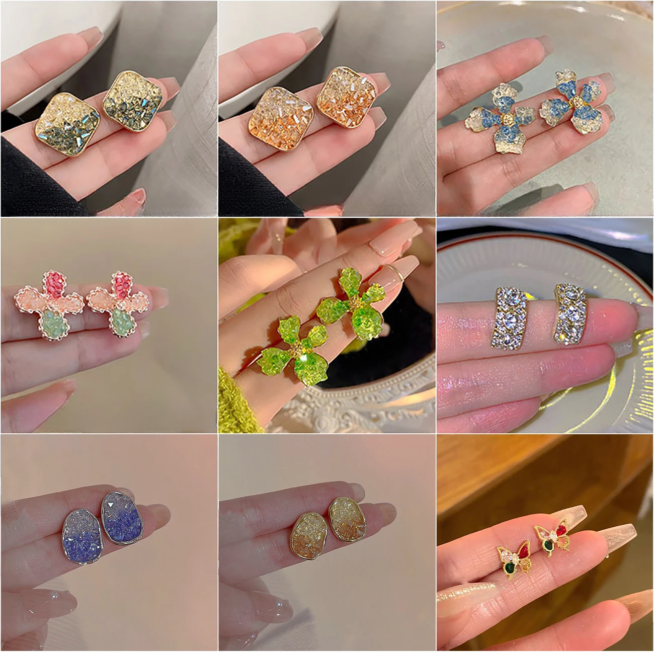 WANZHI 2024 новые женские серьги с двумя искусственными бриллиантами, Роскошные инкрустированные бриллиантами, изысканные и разнообразные стили, модные универсальные украшения