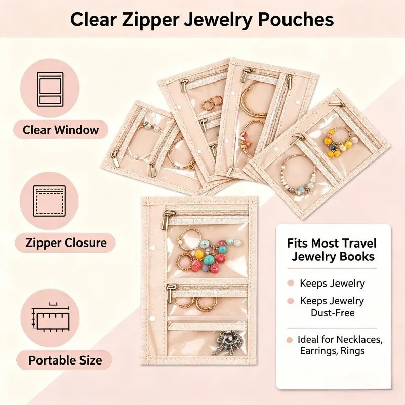 Jewelry Organizer Inner Divider Pages Anti-Tangle Necklace Design,Jewelry Protection,Great for Women Daily Carry&Outdoor Travel