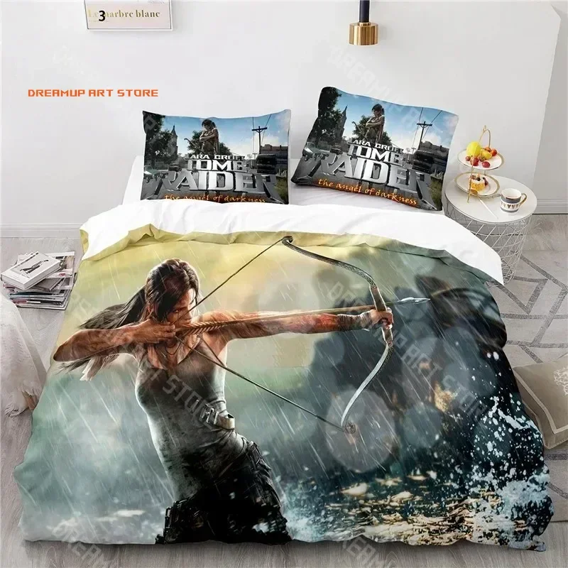 2026 Home Textile Tomb Raider Games Pattern 3d Duvet Cover Sets Pillowcase Kids Bed Linen Queen King Comforter Cartoon Bedding S