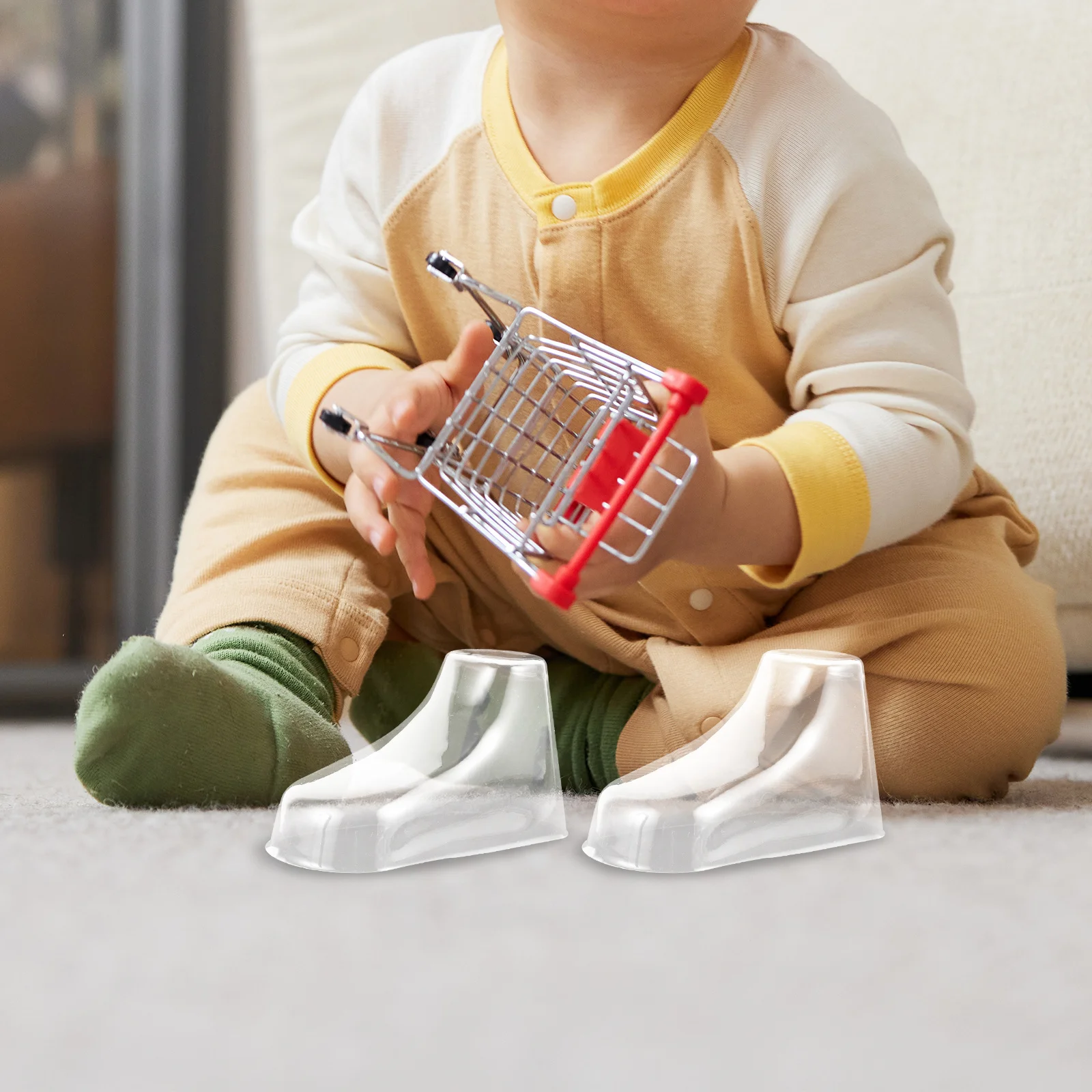 

50Pcs Clear Plastic Baby Foot Form Socks Stand Durable Shoe Support Store Display Crochet Shoes Booties Organizer