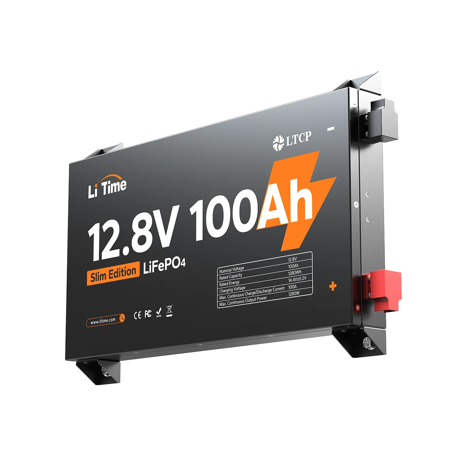 

RV IP65-rated 2.36\" Ultra-Thin 12V 100Ah Slim LiFePO4 Battery Pack Metal Case 2.36 Inch Ultra-Thin Lithium Ion Battery Pack