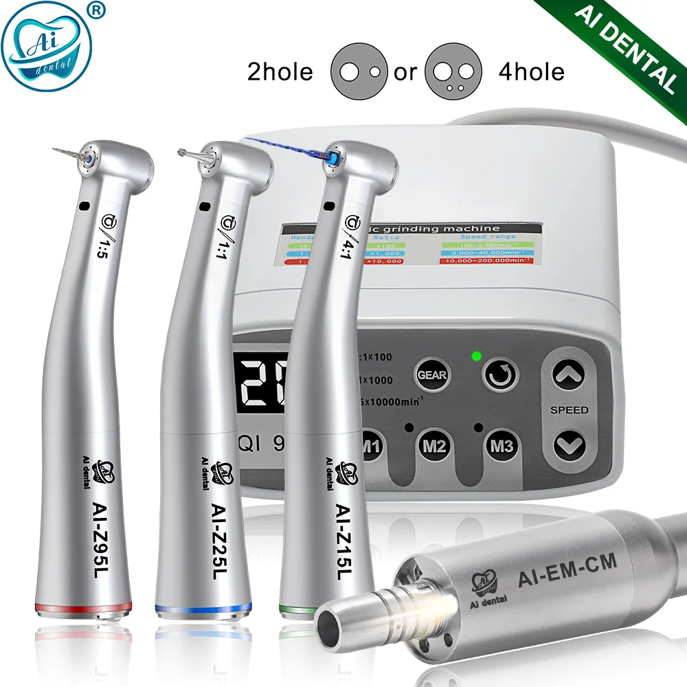 

AI-EM-CM Electric Micromotor LED Kit with Contra Angle Low Speed Handpiece Z95L/Z25L/Z15L Dental Endodontic Equipment 2/4 Holes