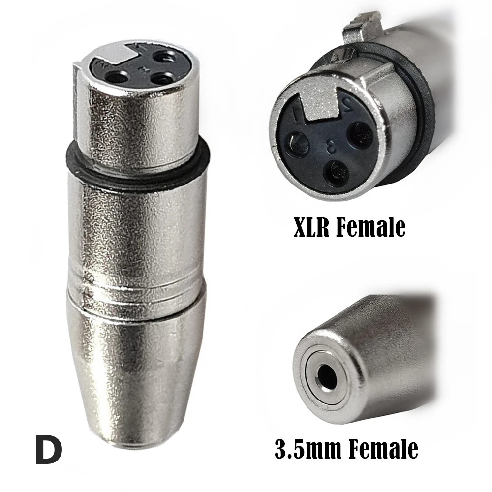 5pcs XLR 3 Pin Female Jack to 3.5mm Female & Male 1/8