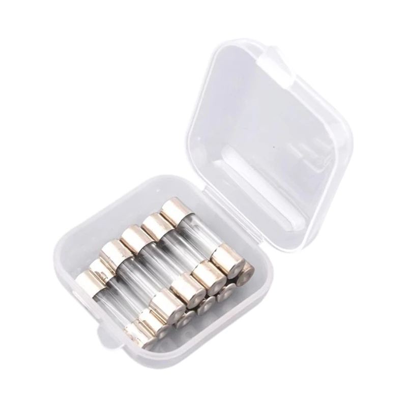 652F 10Pcs 5x20mm Slow Blow Glass Tube Fast Acting Protections Easy to Use