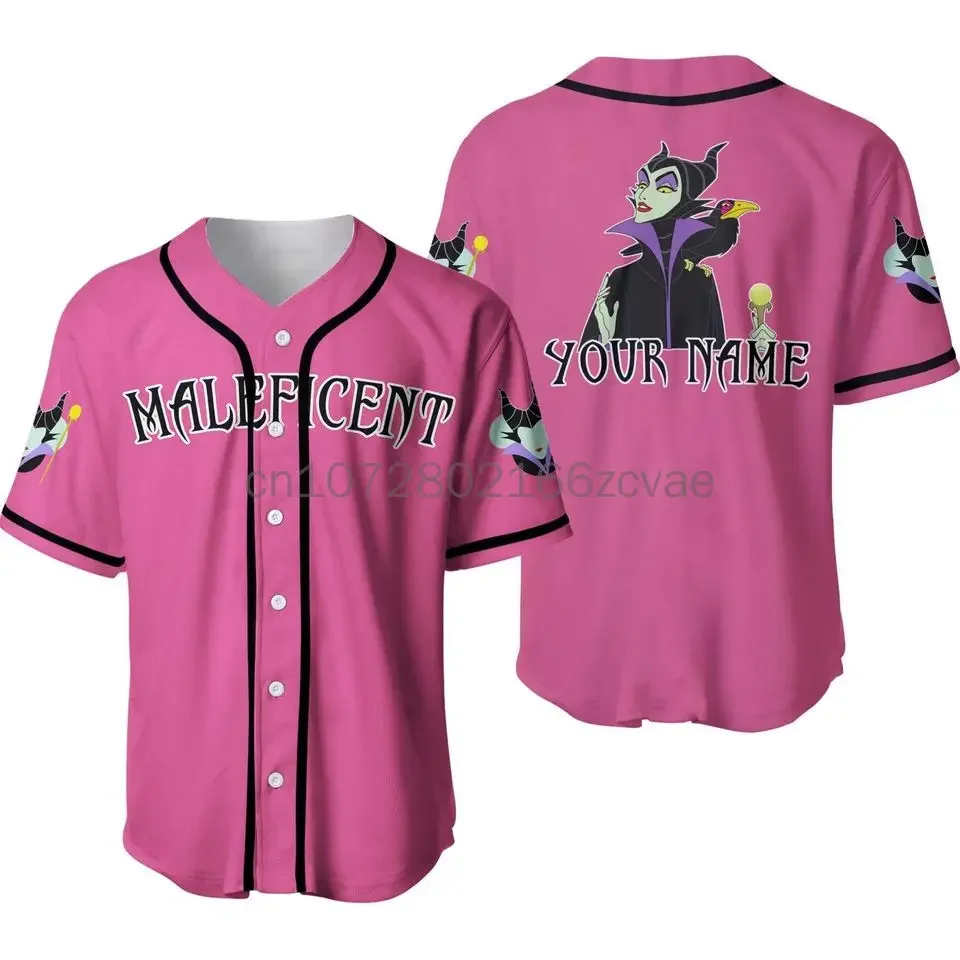 

2024 New Villain Maleficent Baseball Jersey Custom Name Men's Disney Baseball Jersey Fashionable Short Sleeve Track Top