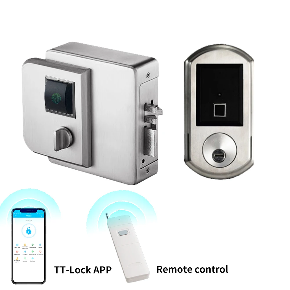 Factory wholesale digital double sided electrical waterproof IP65 remote control fingerprint ttlock smart door lock