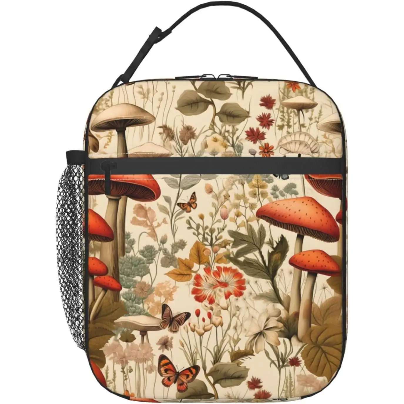 

Винтажная сумка-холодильник из полиэстера с бабочкой и цветочным принтом, сумки для любителей природы, чехол для школы, пикника, работы, путешествий, пляжа или пешего туризма, подарки