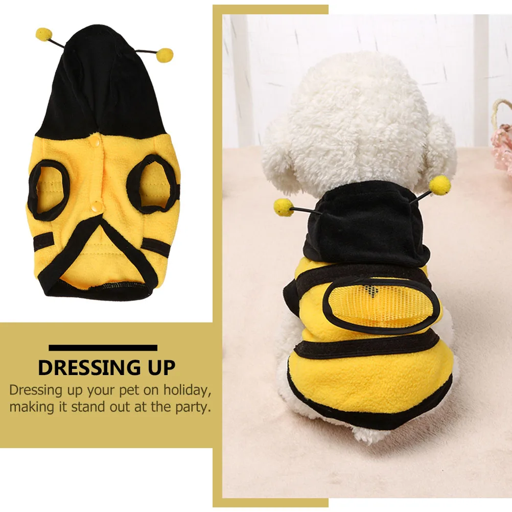 

1pc Pet Bee Costume Warm Fleece Small Dogs Cats Halloween Party Toddler Baby Dog Apparel Pet Supplies