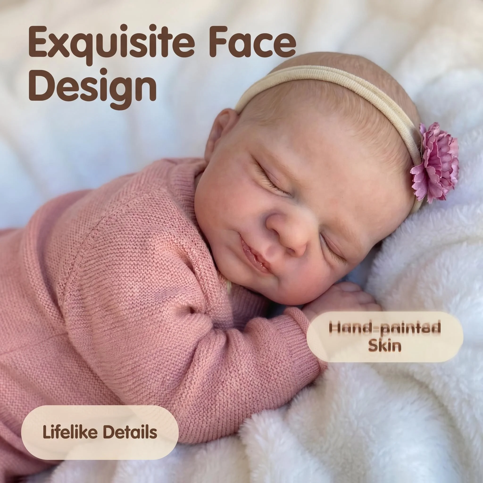 NPK 18inch Reborn Baby Girl Doll Pascale Soft Cuddly Body Hand Detailed 3D painting with Visible Veins Gifts for Girls Collectible