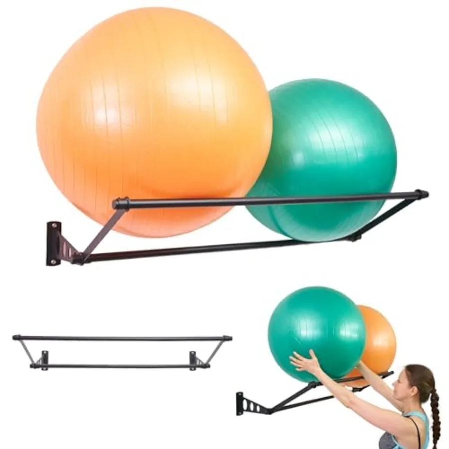 

Exercise Ball Holder Organize Your Space Wall Mounted Rack Yoga Ball Holder Exercise Wall Mount Fitness Therapy and Stability R