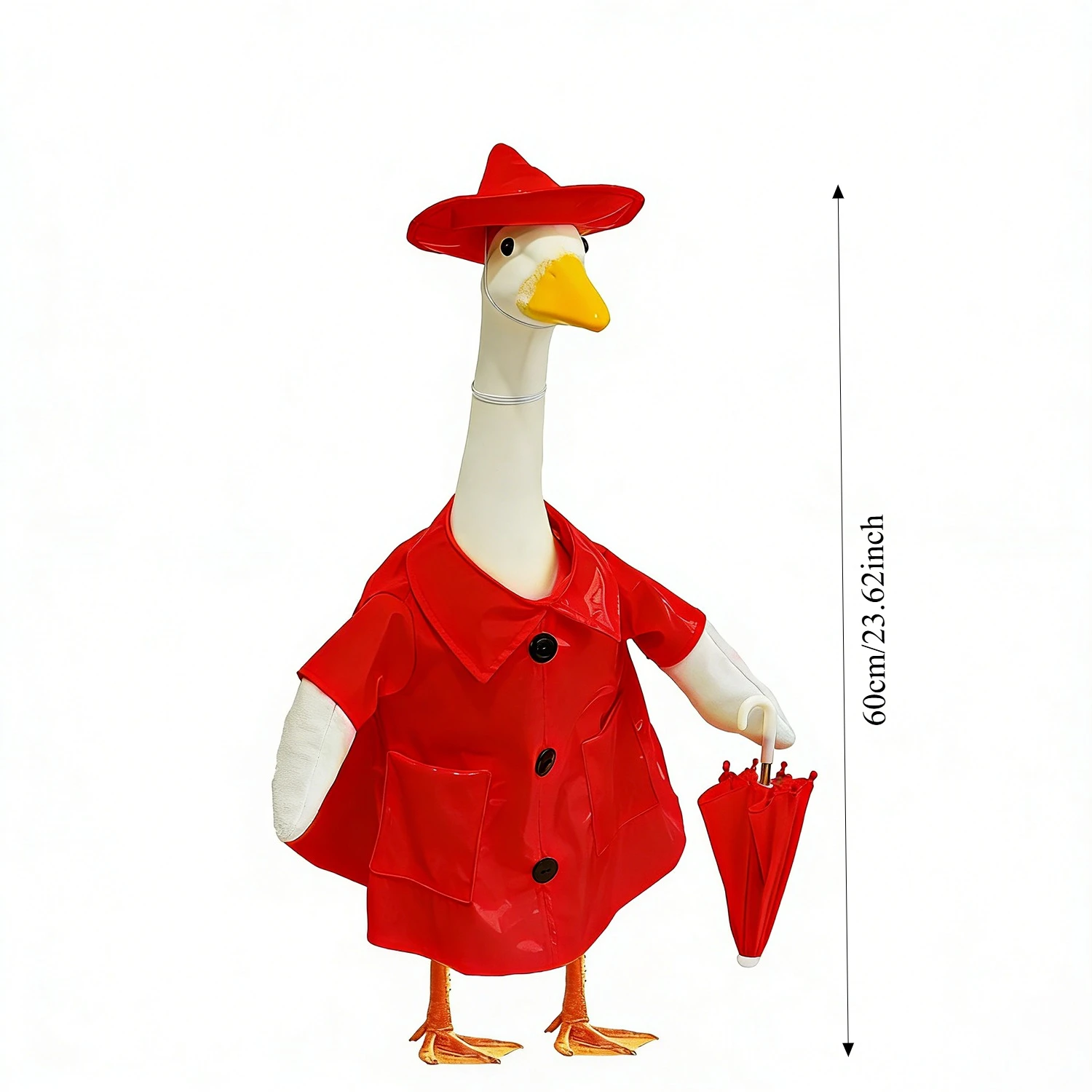 Red Raincoat Porch Goose Outfit with Hat & Umbrella, Cute Lawn Goose Costume for 23