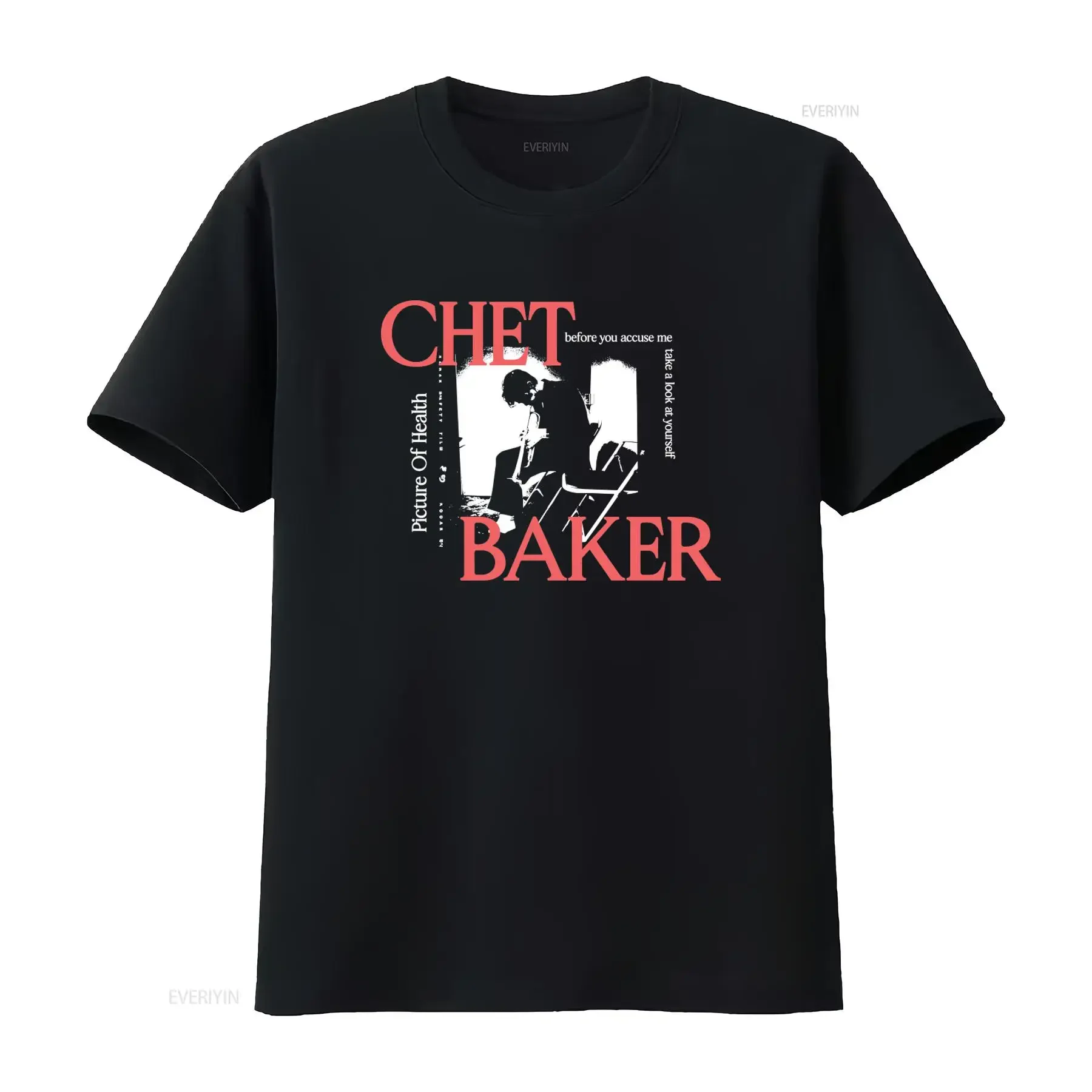 Hot CHET BAKER PICTURE OF HEALTH Cotton Black T Shirt All Sizes AA230 vintage Washed Versatile Unisex streetwear