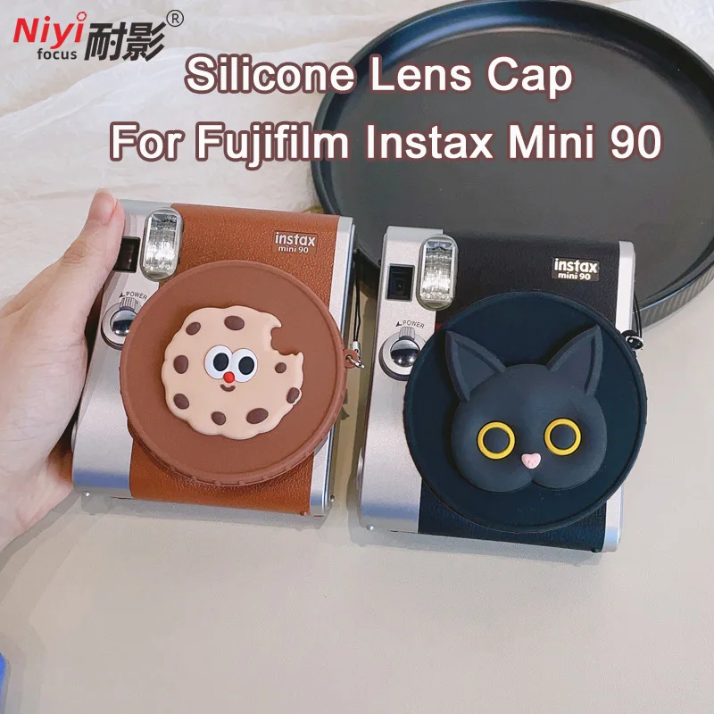 Lens Cap Soft Silicone Protective Cover for Fujifilm Instax Mini 90 Camera Lens Lightweight With Anti Loss Cord Cartoon