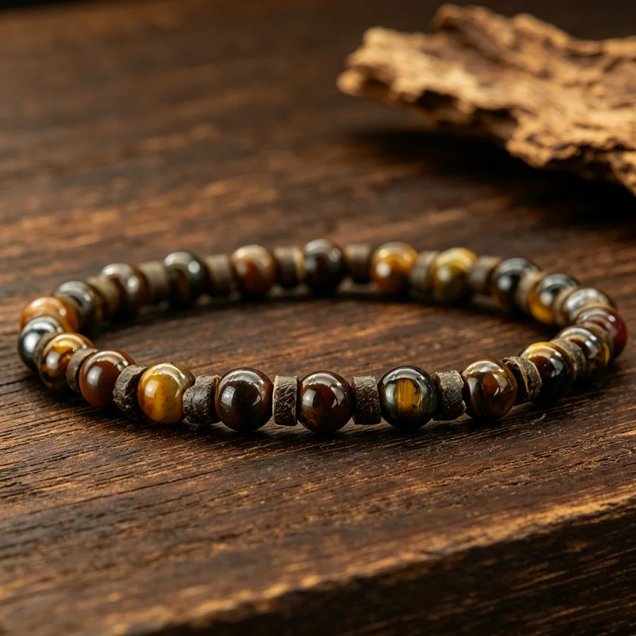 Natural Coconut Shell Strand Bracelet For Men 5 Types Of Stones Handmade Charm Braslet Meditation Healing Jewelry Homme Joias