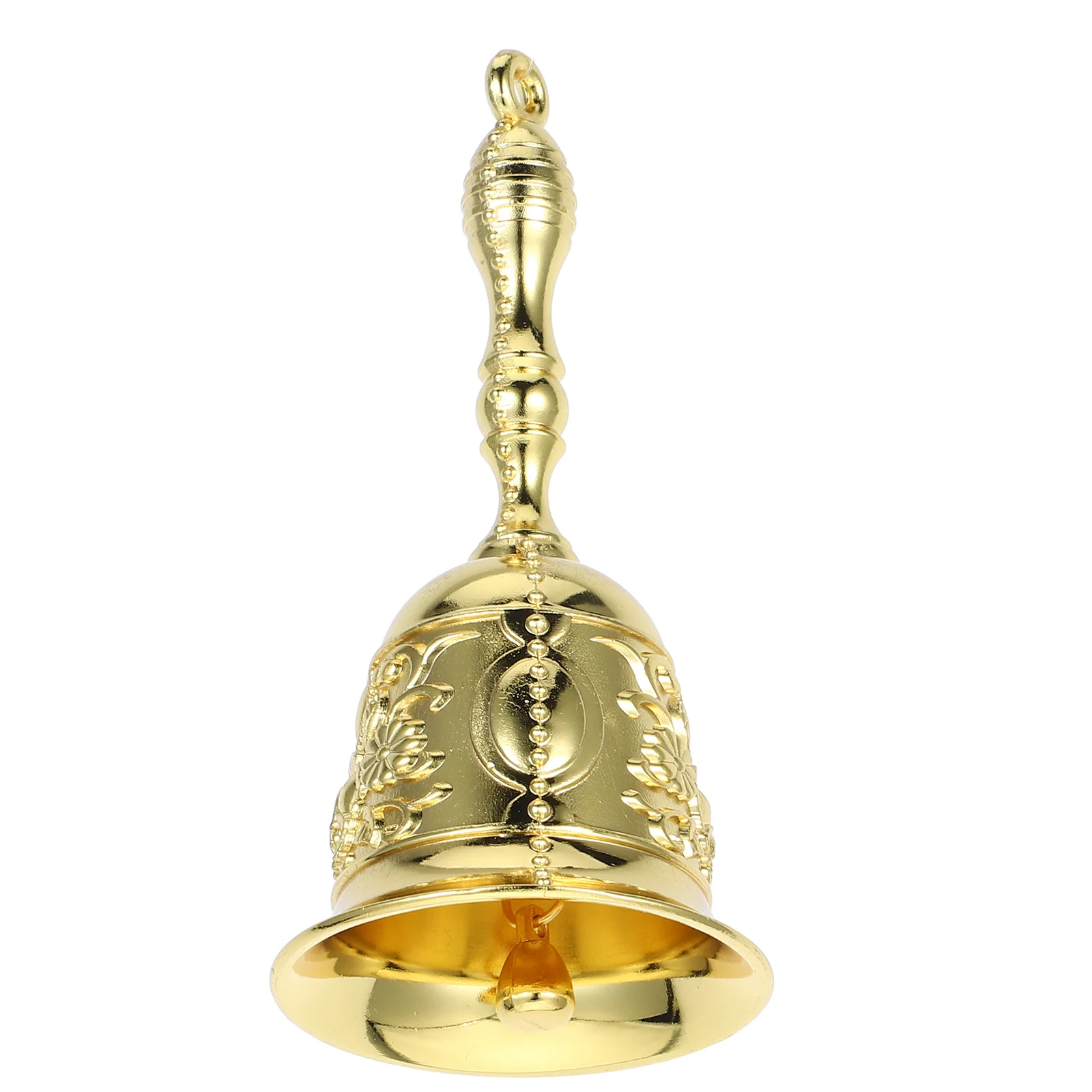 โลหะนูน Hand Bell โต๊ะเดสก์ท็อป Vintage Retro Decor มือถือตกแต่งระฆัง Prop Loud โลหะผสมทองแดงทํางาน