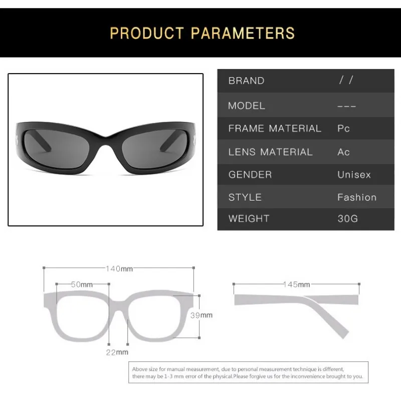 جديد القمر مستطيلة النظارات الشمسية للنساء الرجال الرجعية في الهواء الطلق ركوب الدراجات الرياضة الهيب هوب فاسق نظارات شمسية UV400 الاتجاه ظلال