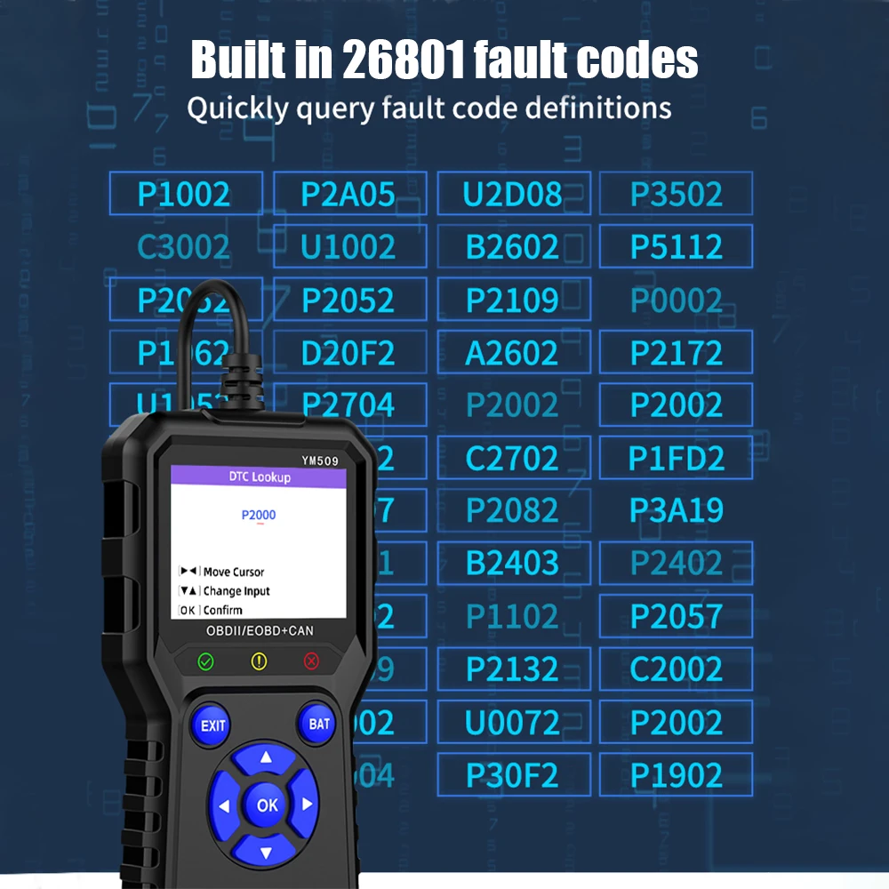 ODB2 Code Reader Multi Languages YM509 OBD2 Scanner Engine OBD 2 Scanner Automotive Car Diagnostic Tool Erase Error Codes