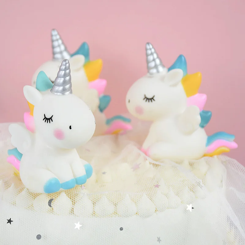 3D Rainbow Unicorn Cake Toppers Kids Girl Birthday Party DIY Decoration Baby Shower Wedding Favors Unicorn Theme Party Supplies