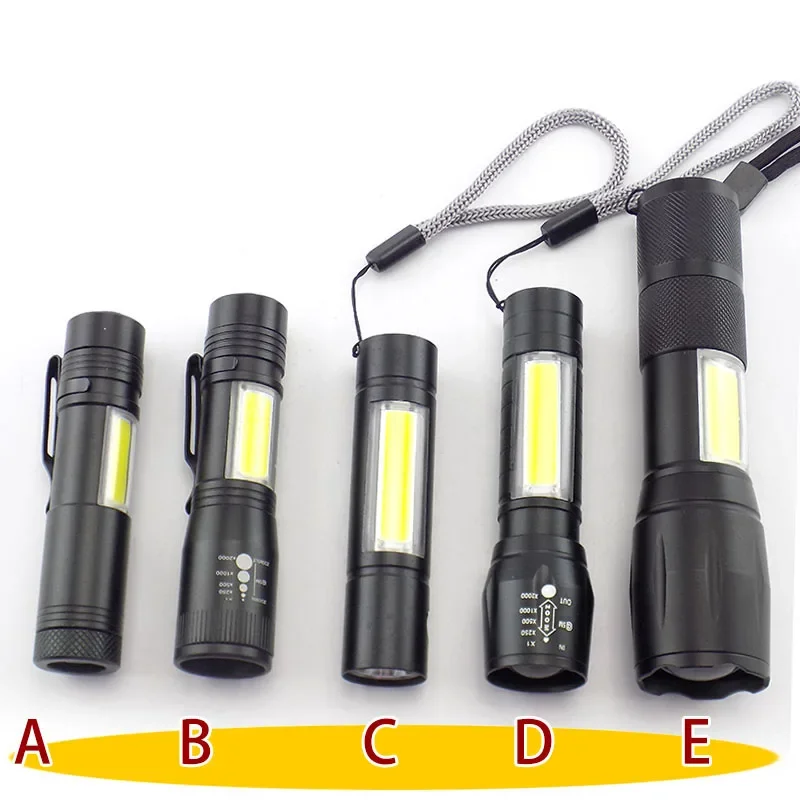 Mini High Power Flashlight 2 LED COB Q5 Penlight USB Rechargeable Work Torch