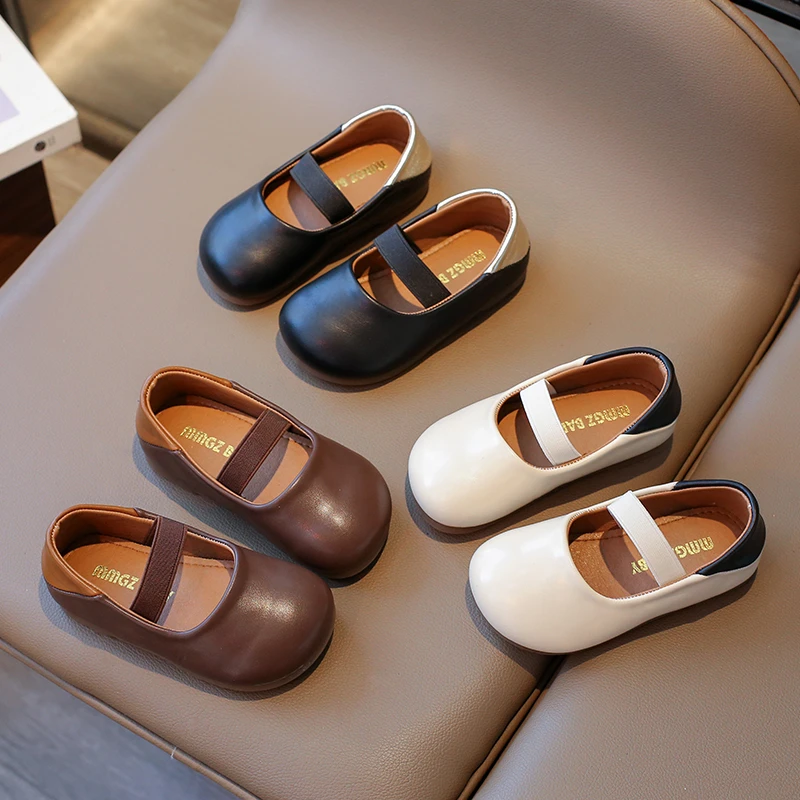 Girls Leather Shoes New Spring Versatile Kids Mary Jane Shoes Fashion Non-slip Loafers Slides Slippers Children Princess Shoes