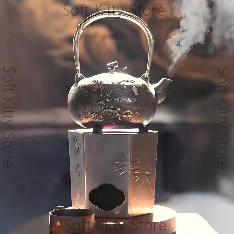 Sand iron pot, Japanese-style hall mouth teapot, bamboo bird pot, hand-boiled water, southern iron