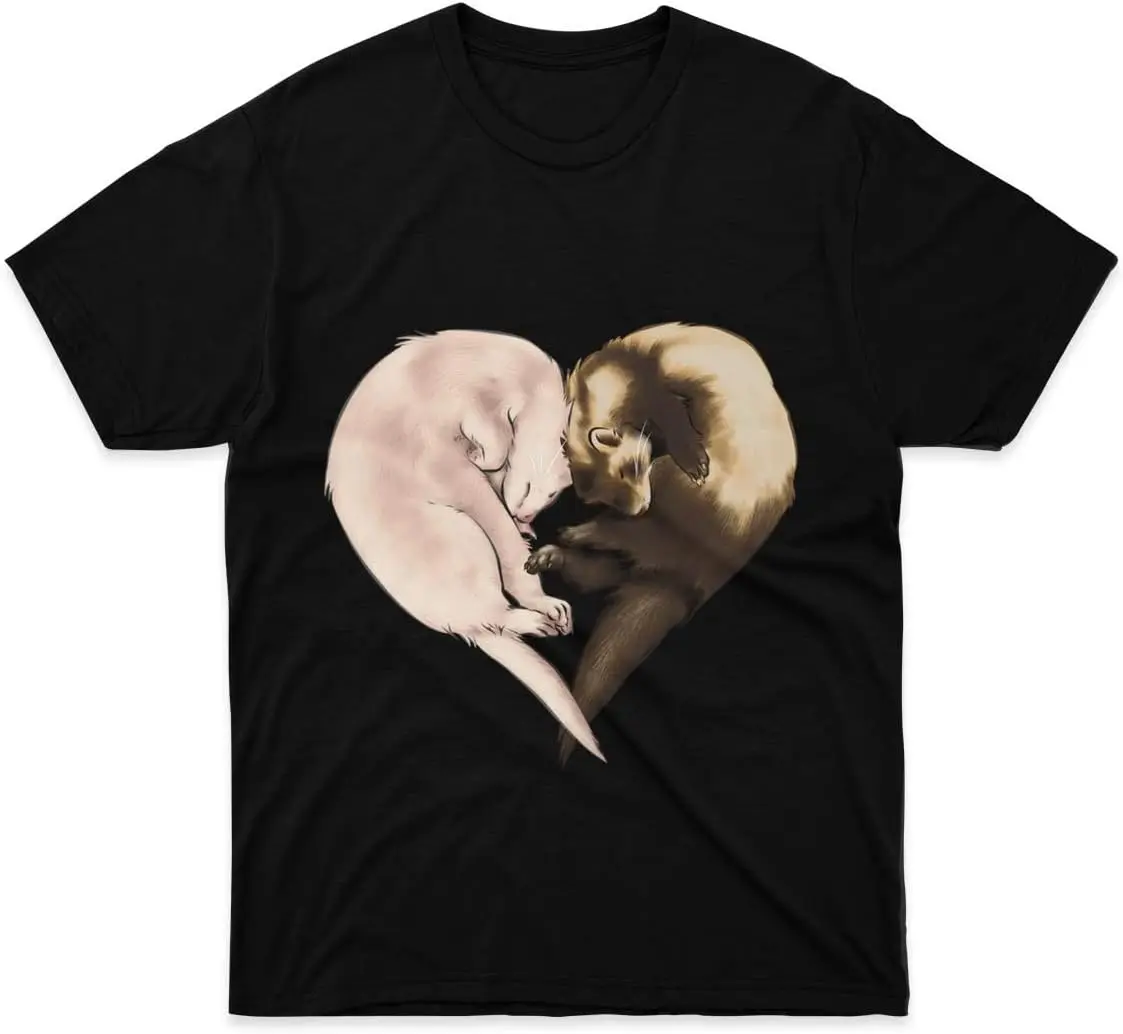 T-Shirt Ferret Cotton Love Tee Shirt Unisex Graphic T Shirts Short Sleeve Top for Boys Girls Teen