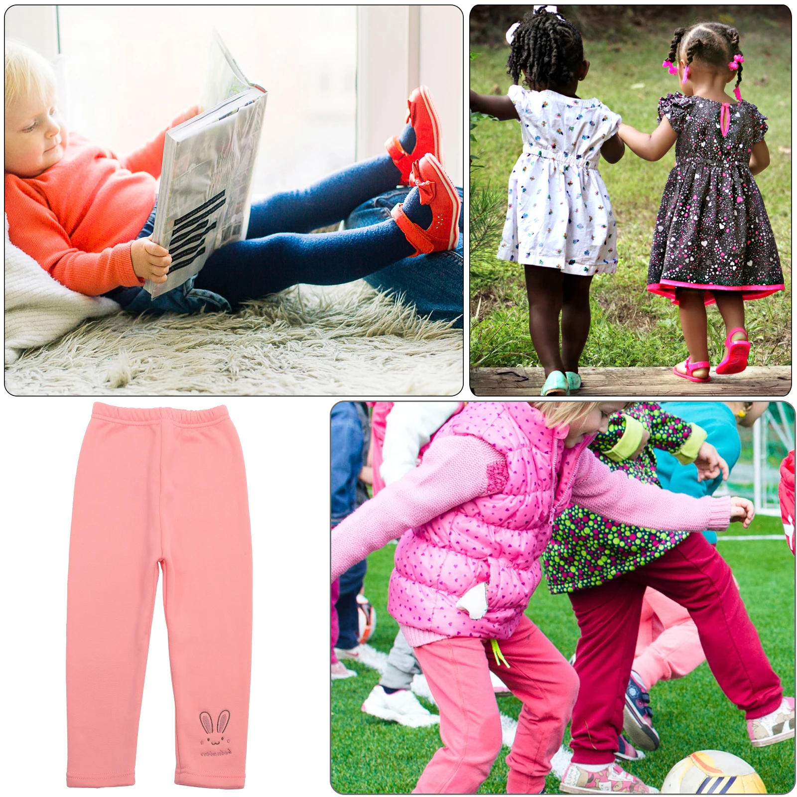 

Thermal Fleece-lined Leggings Girls Kids Warm Cozy Cotton Pants Winter Soft Elastic Tights Match Coats Skirts Jackets Gift