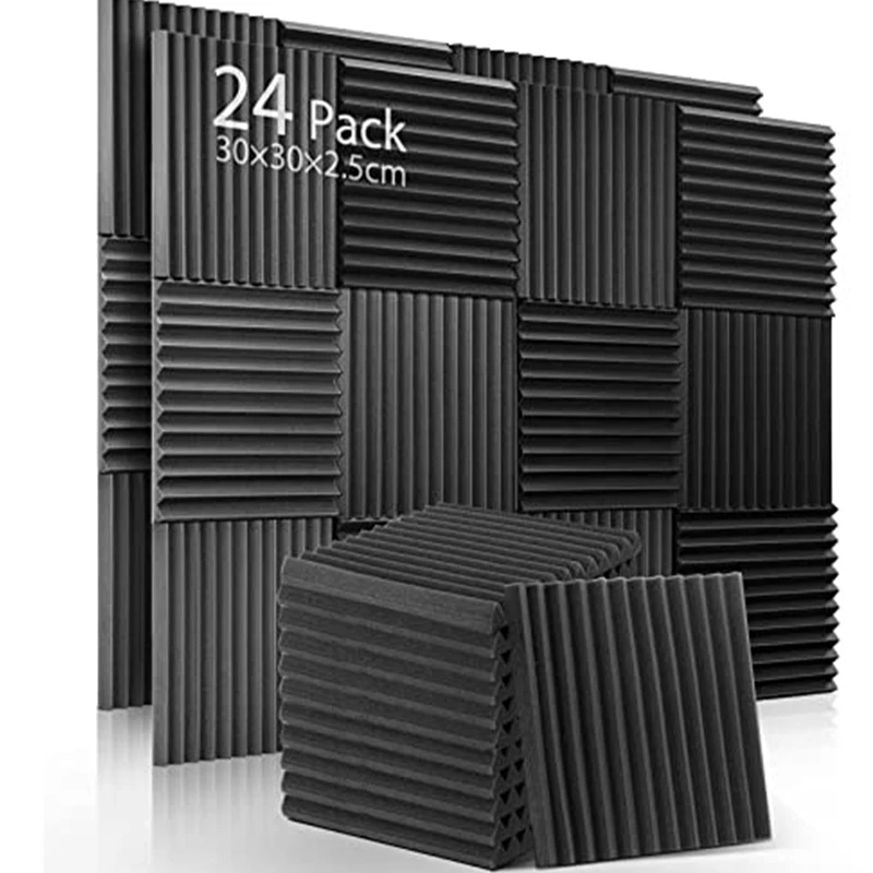 24PCS Sound Absorber Acoustic Foam Sound Insulation Wall Sound Insulation For Podcasts Reduce Noise (30 X 30 X 2.5 Cm)