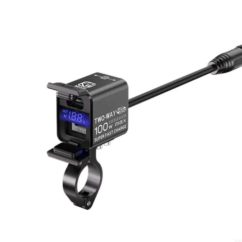 Cargador bidireccional para motocicleta H7JF, adaptador carga LED tipo C impermeable para exteriores, 22,5 USB, 100W, para