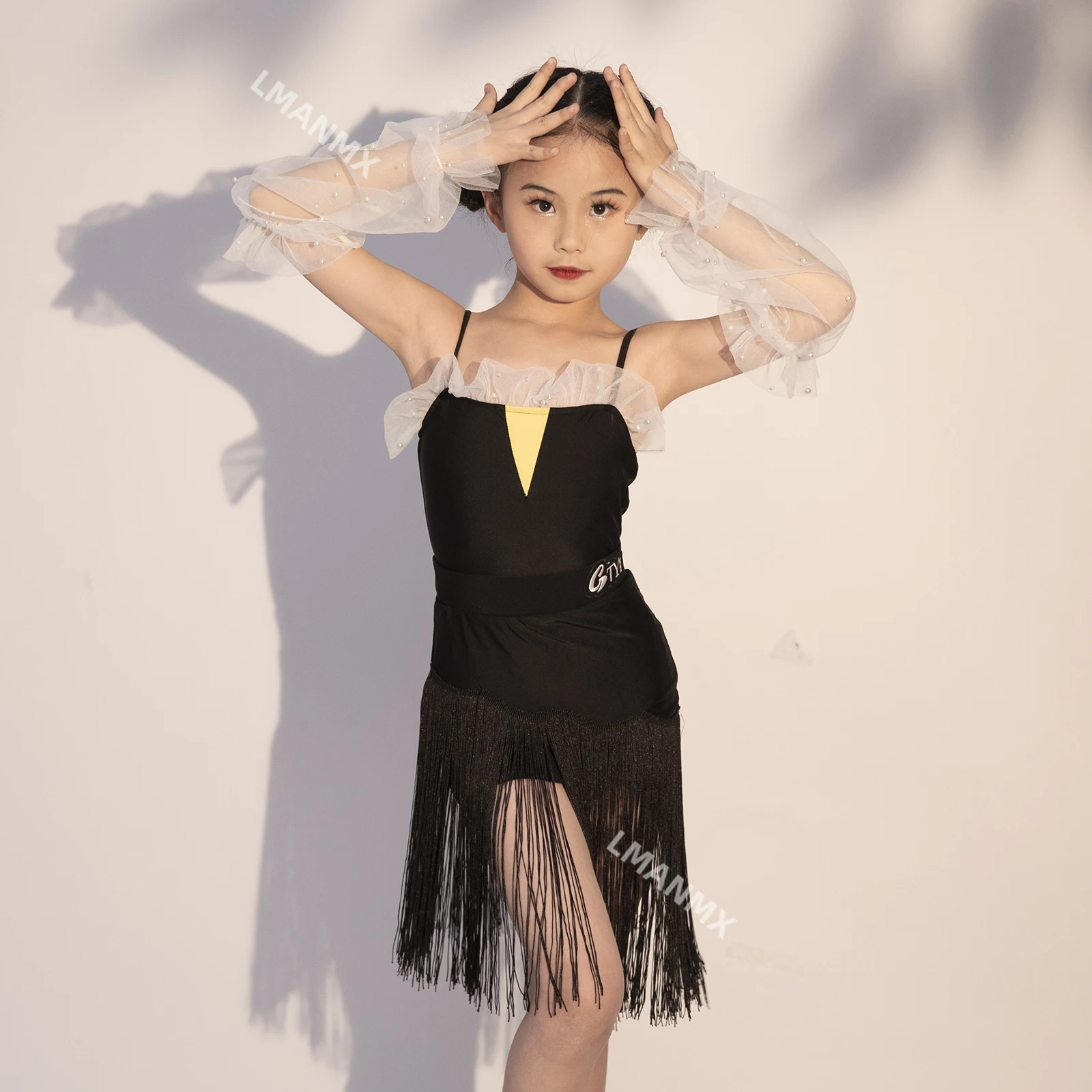 New Latin Dance Dress Set for 2024 Autumn and Winter Girls' Practice and Children's Art Exam Performance Dance Dress Set