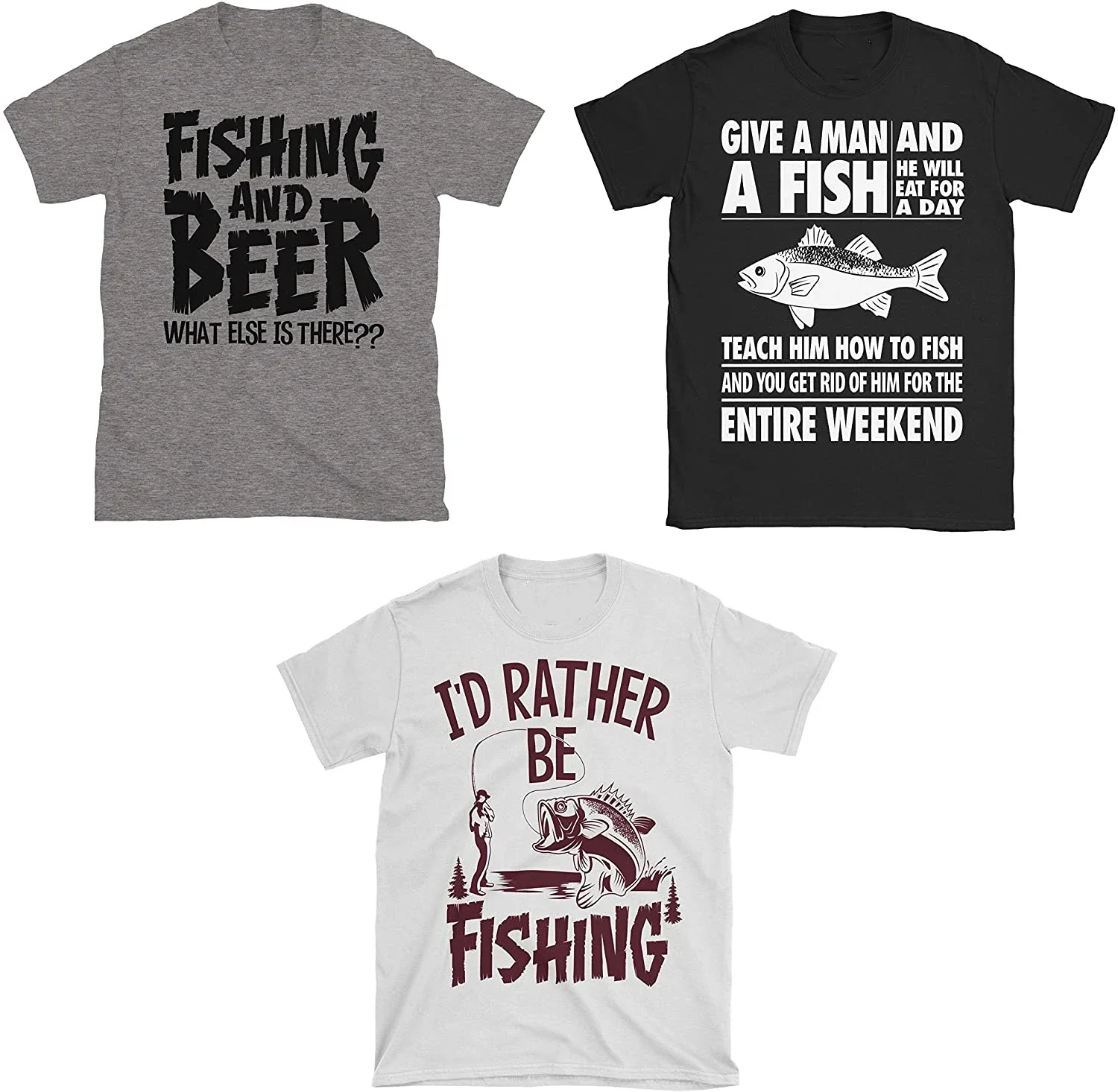 

Paquede Triple De Hombre Pesca/Pesca Con Caña Temática Camisetas Men's 100% Cotton Casual T-shirts Loose Top Size S-3XL