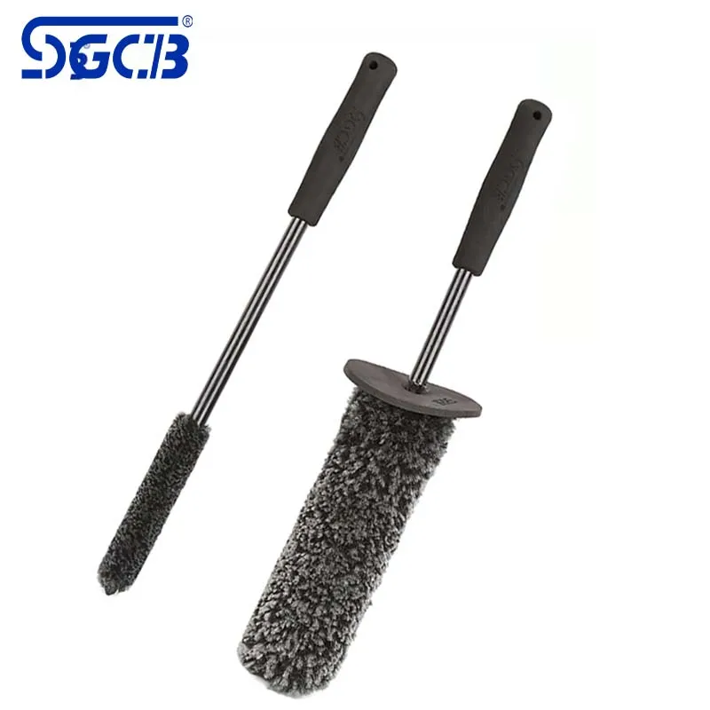 

SGCB Car Microfiber Wheel Hub Cleaning Brush Kit Non-Slip Handle Bendable Brush For Cleaning Tire Rims Spokes Wheel