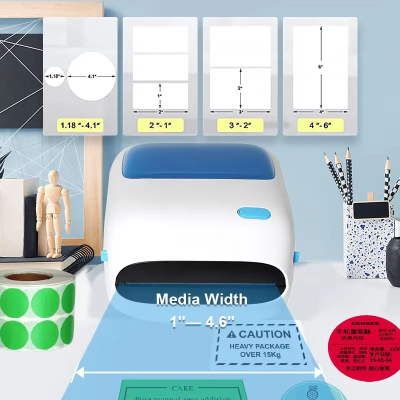 

Custom 4x6 Thermal Label Printer Machine Roll Sticker Barcode Printer with Paper Bin A6 Waybill Printer