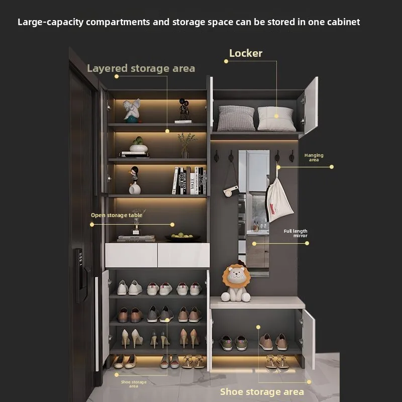 Домашний шкаф для обуви Входная дверь для гостиной, бытовой светильник, роскошный экран, входной шкаф для обуви, встроенный винный шкаф для хранения