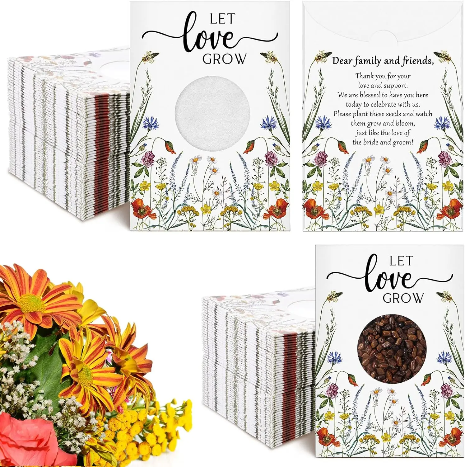 

100 Seed Packets Kraft Bags with Window for Wedding Favors, Bulk