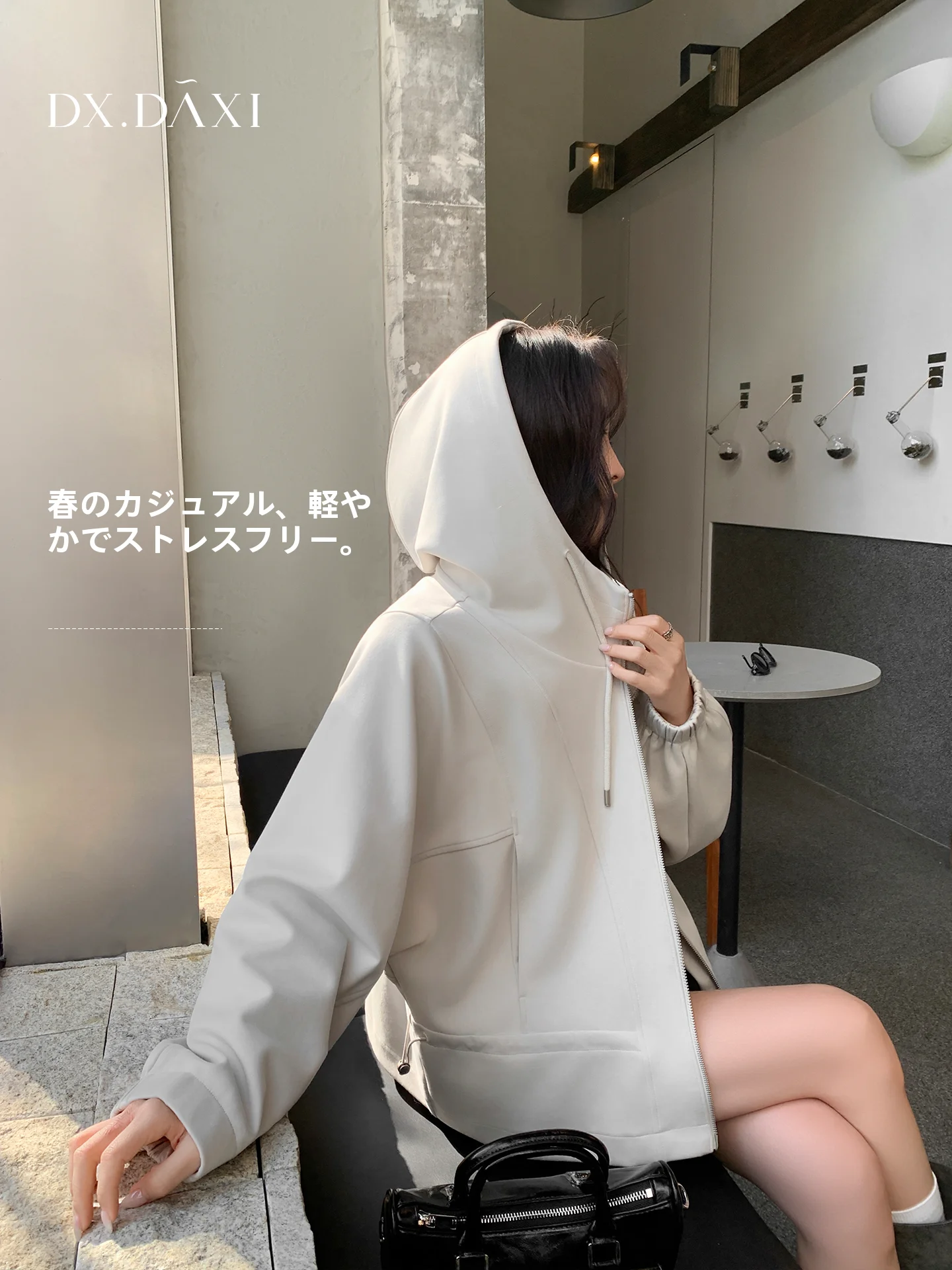 

Casual Loose Women's Jaet Hoodie Spring New Sle Comfortable Feeling Cotton Polyester Blend Long Sve Zipper Closure Sol...