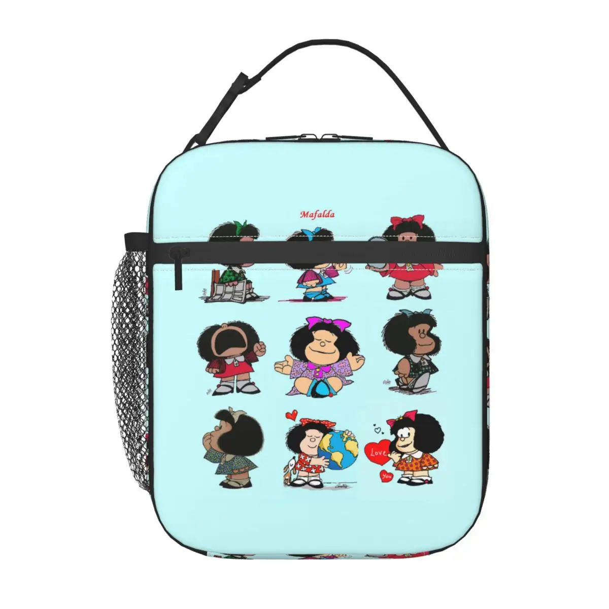 Custom Cute Mafalda Meme Insulated Lunch Bag Women Leakproof Quino Comic Cartoon Thermal Cooler Bento Box Beach Camping Travel